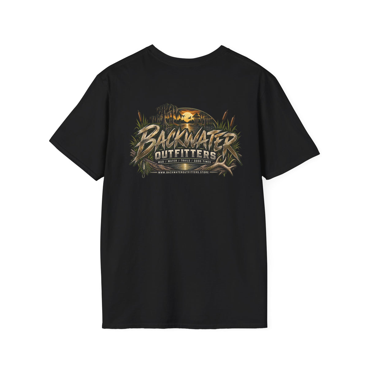 Backwater Outfitters T-Shirt – Sunset Marsh Fishing Tee Printify