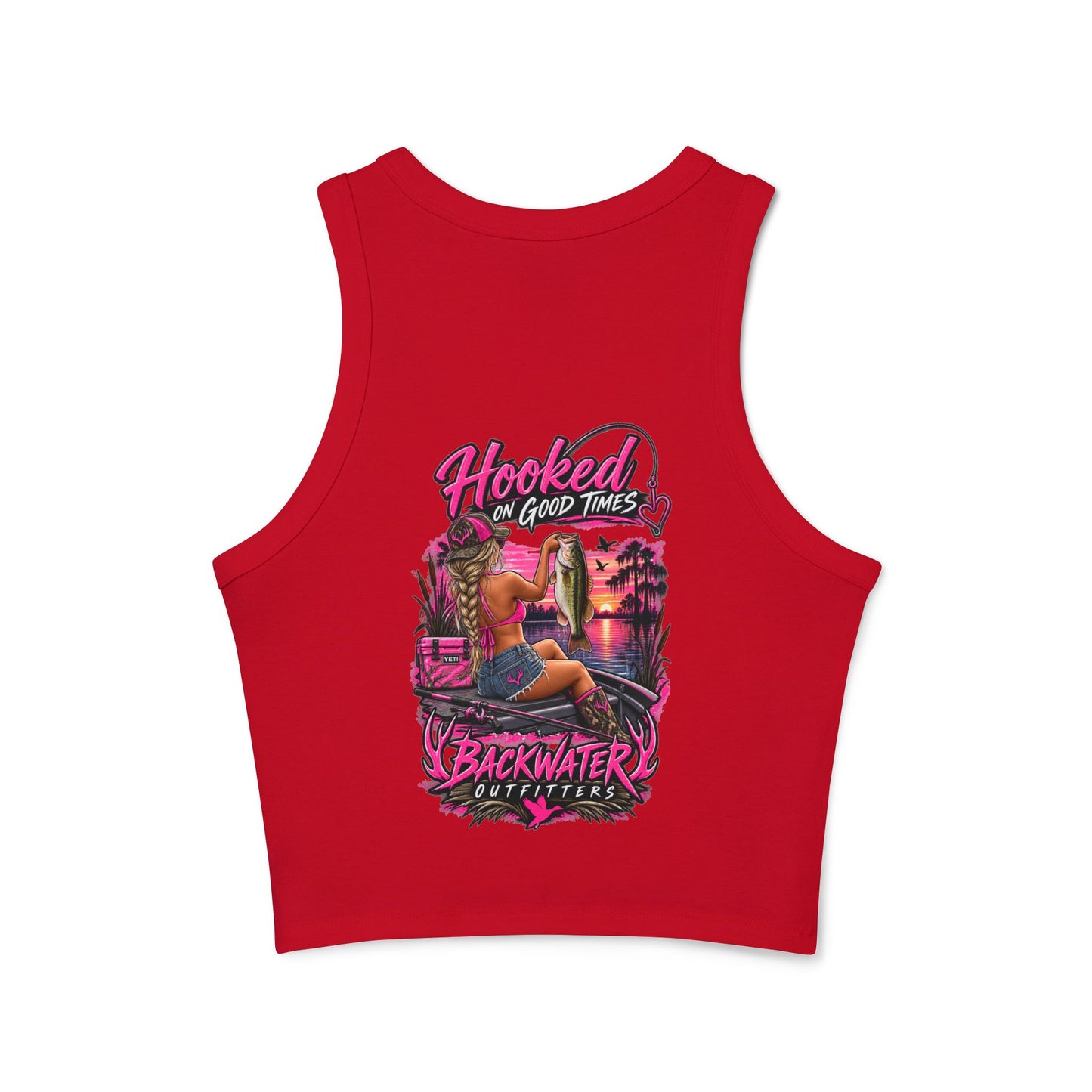 Backwater Hooked Tank Top — Women's Fishing Racerback Graphic