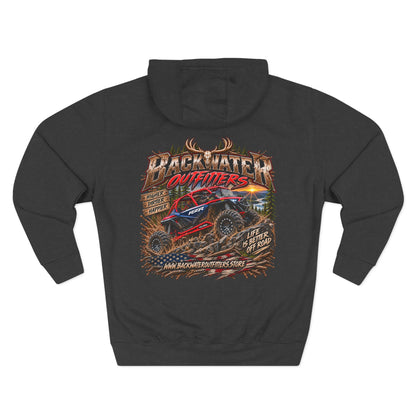 Backwater Outfitters Off-Road Hoodie – American Flag & UTV Graphic Fleece Printify