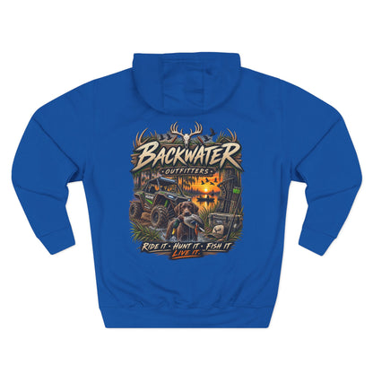 Backwater Outfitters Hoodie — 'Ride It • Hunt It • Fish It' Outdoor Pullover