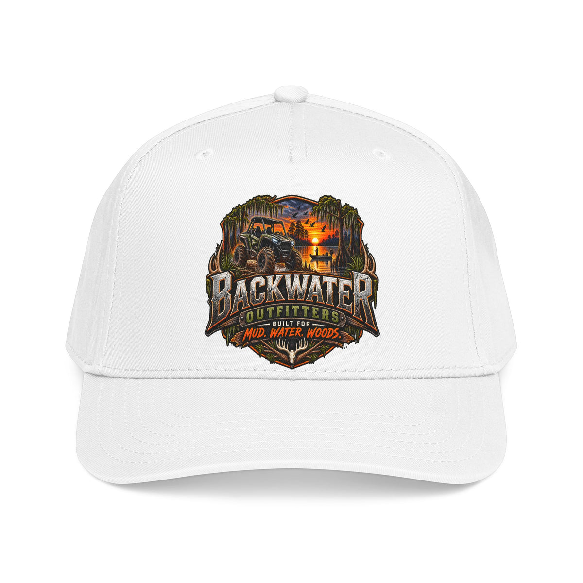 Backwater Outfitters Camping Cap — Retro Outdoor Fishing Hat Printify