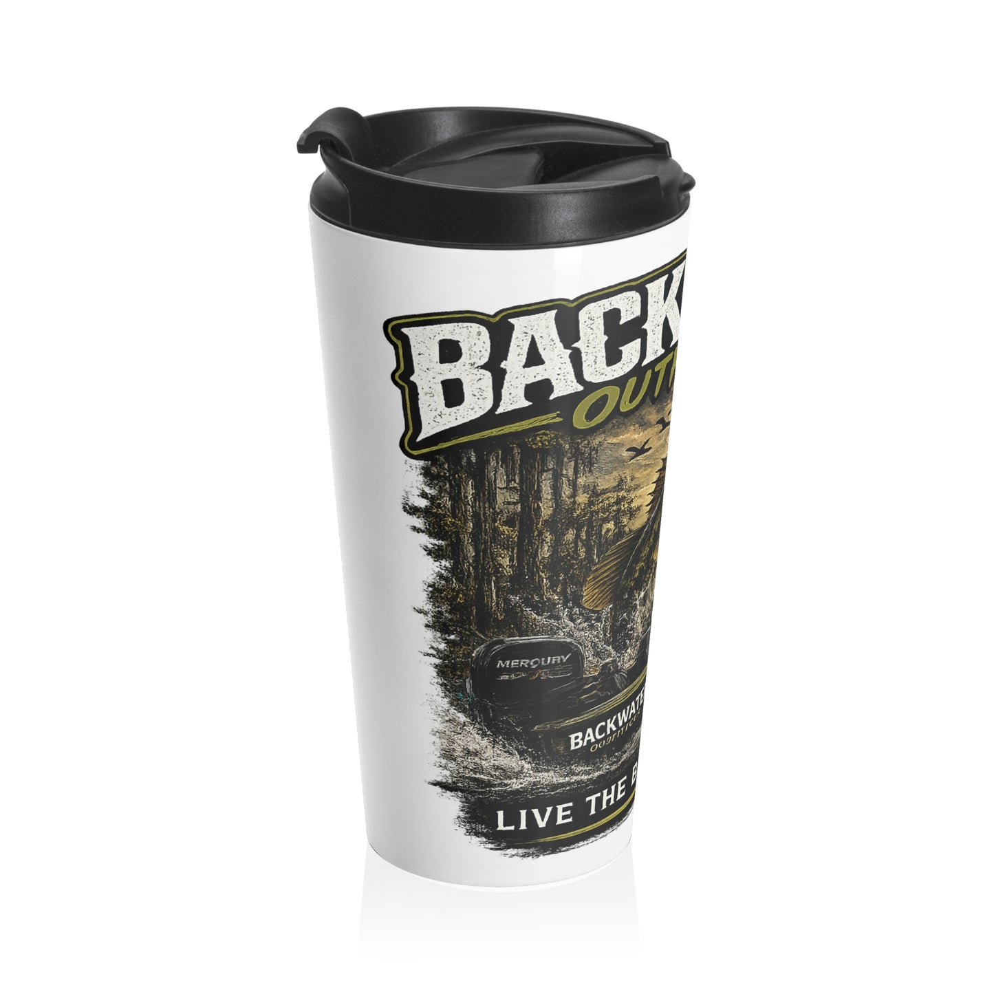 Backwater Outfitters Bass Travel Mug — Stainless Steel Fishing Tumbler