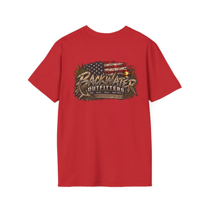 Simply Backwater Outfitters Flag Graphic T-Shirt — American Rustic Fishing Tee Printify