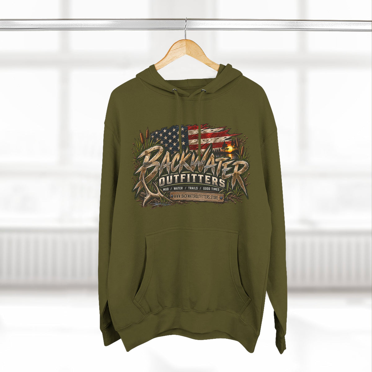 Backwater Outfitters Off-Road Hoodie — American Flag & UTV Graphic Printify