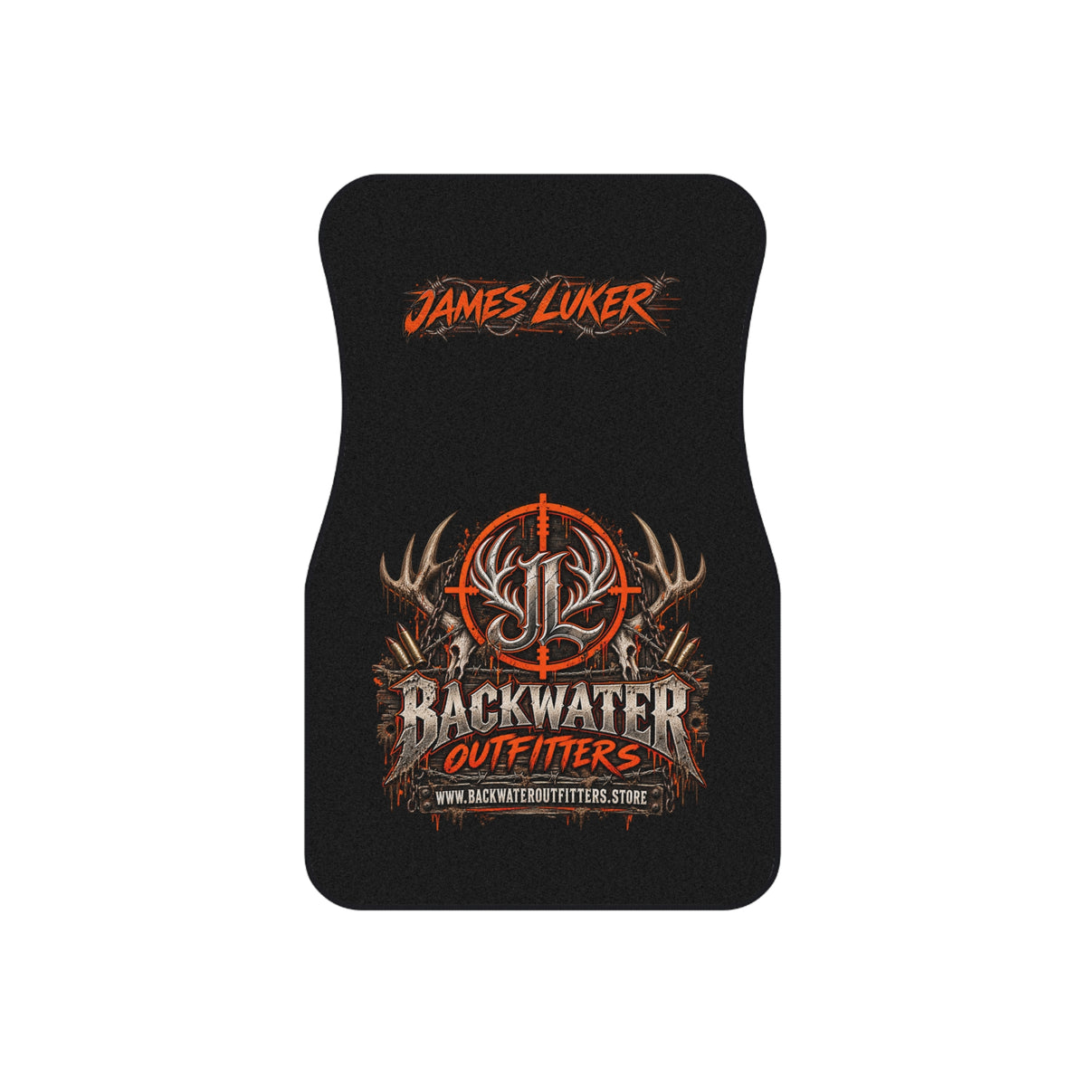 James Luker Backwater Outfitters Logo Car Mats (Set of 4) — Heavy-Duty Automotive Floor Liners Printify