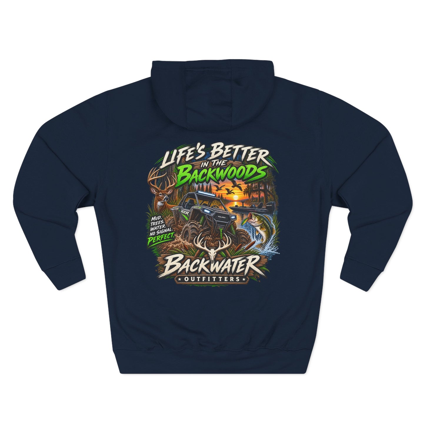Backwater Outfitters Off-Road Hoodie – "Life's Better in the Backwoods" Graphic