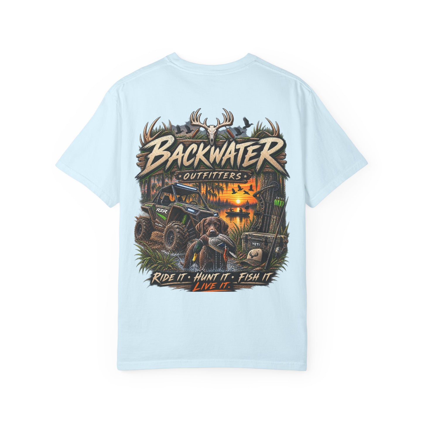 Backwater Outfitters Graphic T-Shirt — Ride It • Hunt It • Fish It