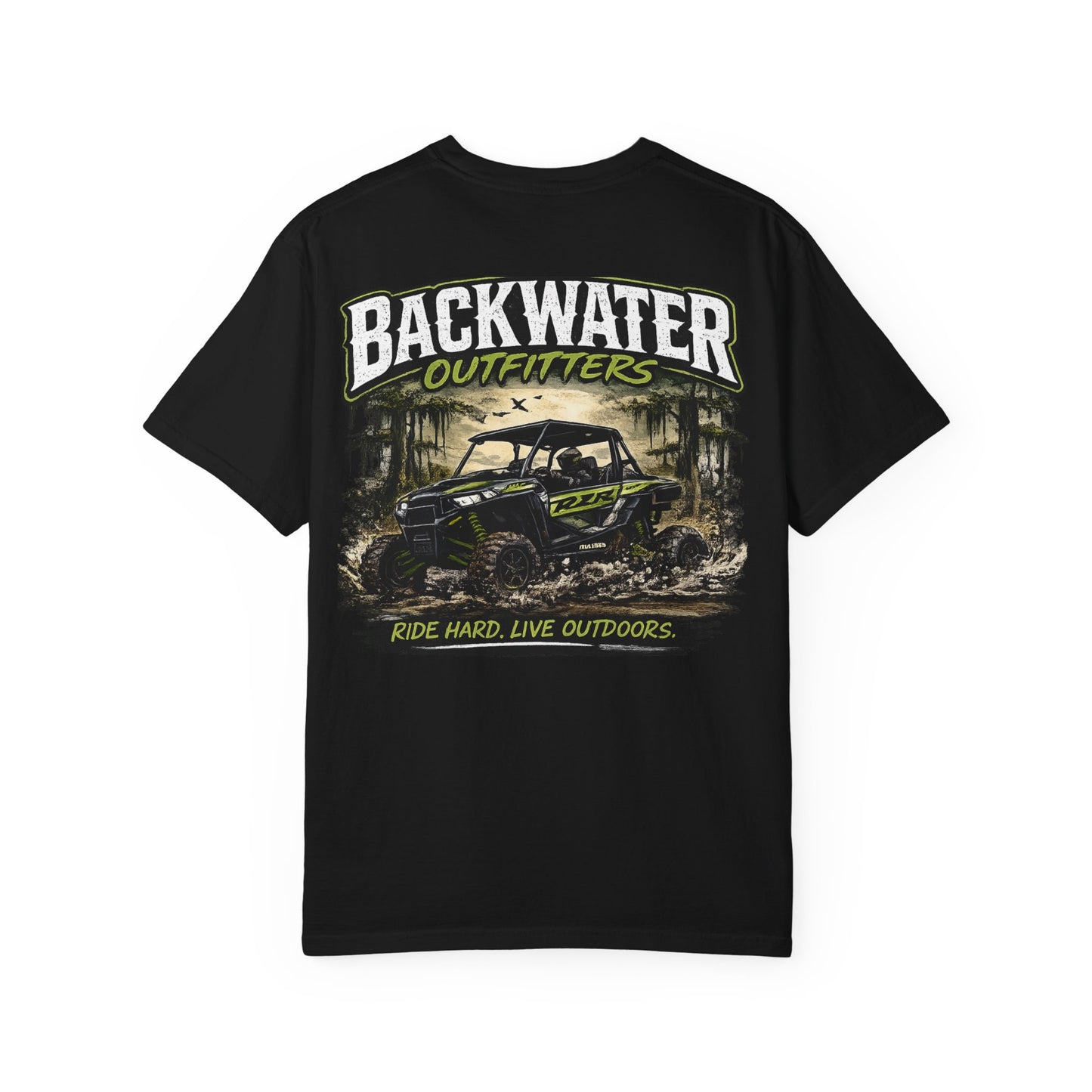 Backwater Outfitters UTV Adventure T-Shirt — "Ride Hard, Live Outdoors" Graphic Tee