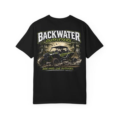 Backwater Outfitters UTV Adventure T-Shirt — "Ride Hard, Live Outdoors" Graphic Tee