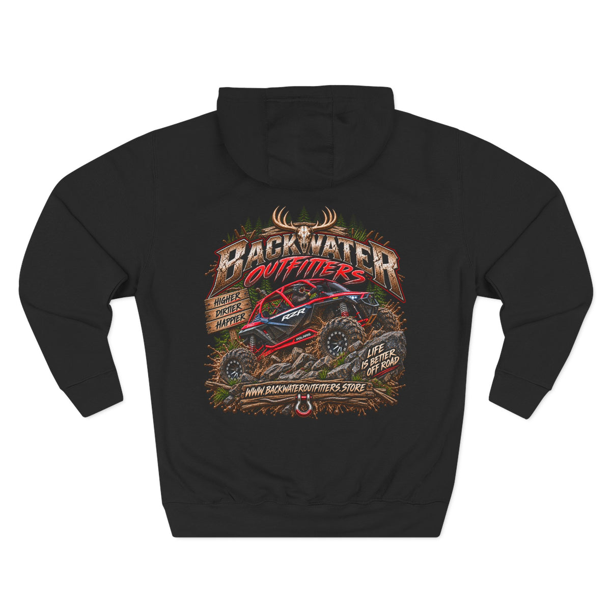 Backwater Outfitters Off-Road Hoodie — American Flag & UTV Graphic Printify