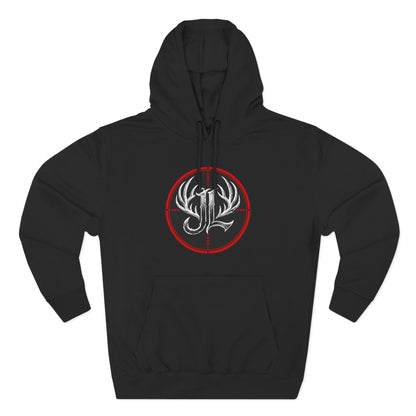 James Luker Hunting Logo Hoodie — Backwater Outfitters Antler Crest Fleece Hoodie Printify