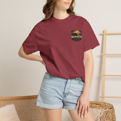 Backwater Outfitters Sunset Canoe T-Shirt — "Built for Mud. Water. Woods."