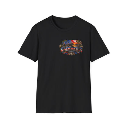 Backwater Bass Fishing T-Shirt — American Flag Boat Graphic Tee