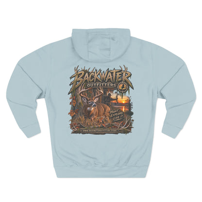 Backwater Outfitters Deer Sunset Hoodie — Hunting Outdoor Graphic Hoodie Printify
