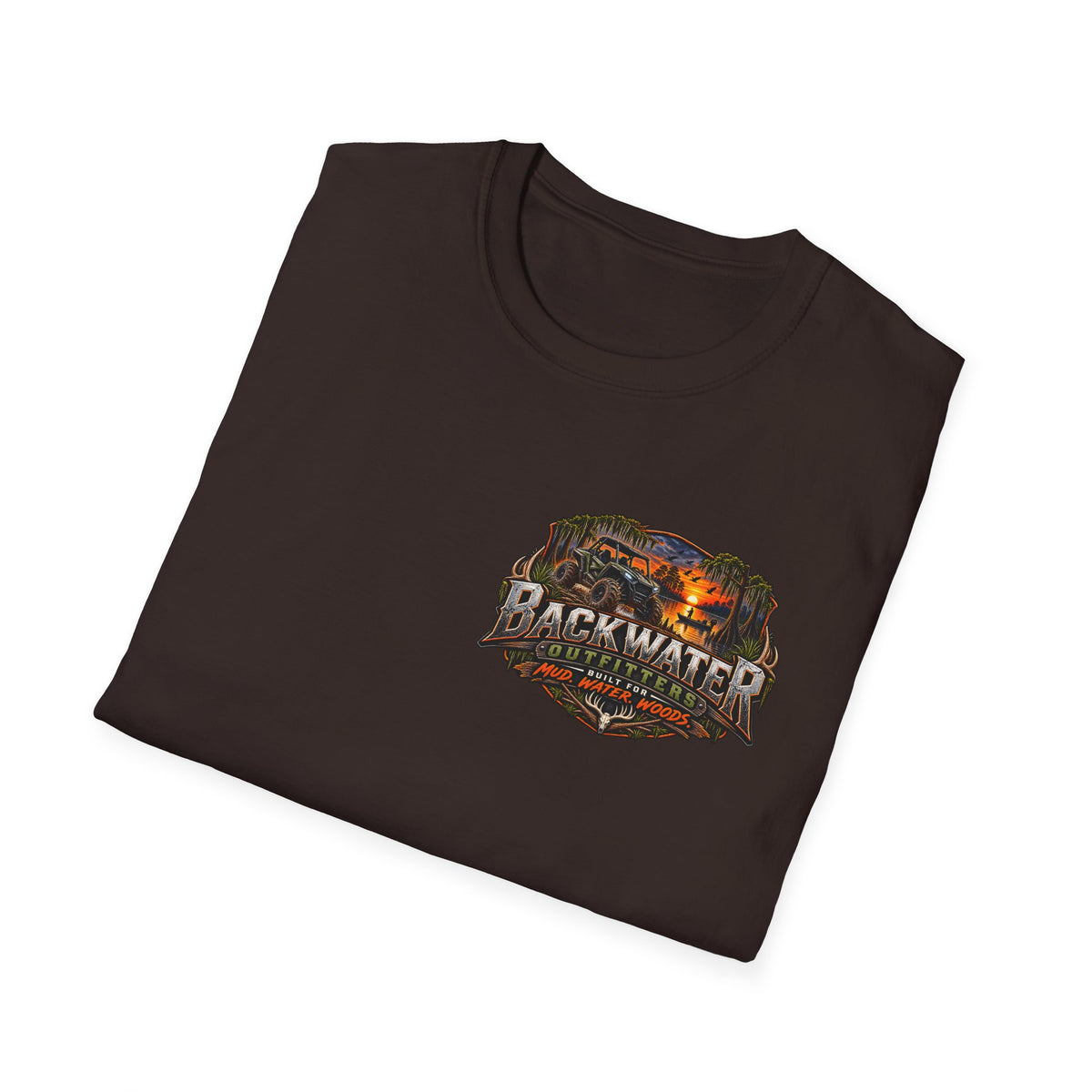 Backwater Fishing T-Shirt — "Fish Explore Unwind" Outdoor Angler Tee Printify