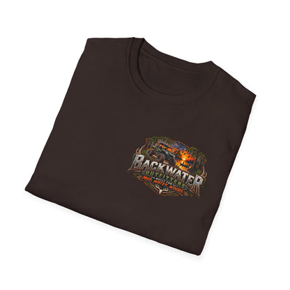 Backwater Fishing T-Shirt — "Fish Explore Unwind" Outdoor Angler Tee Printify