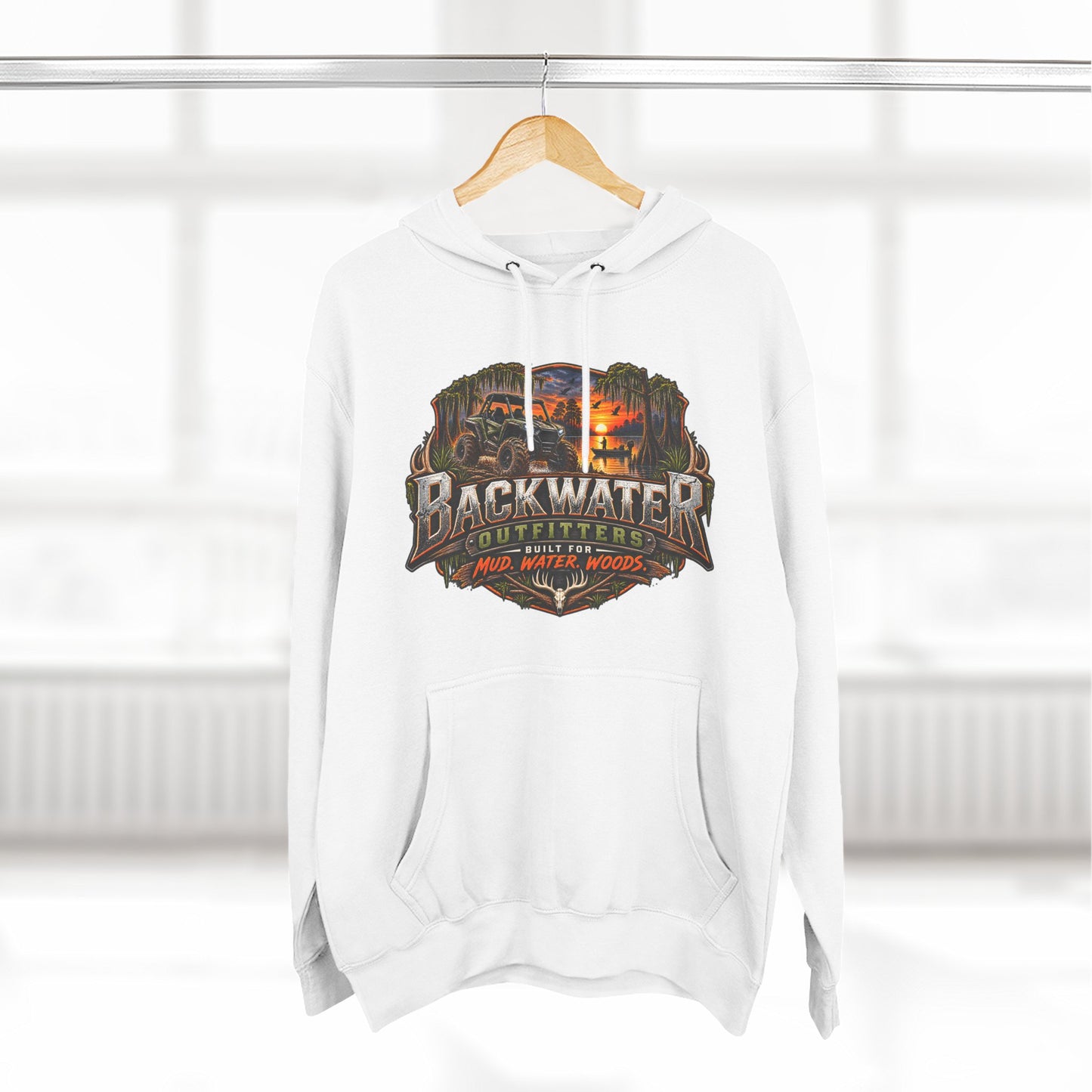 Backwater Outfitters Fishing Hoodie — "Master Baiter" Graphic Pullover