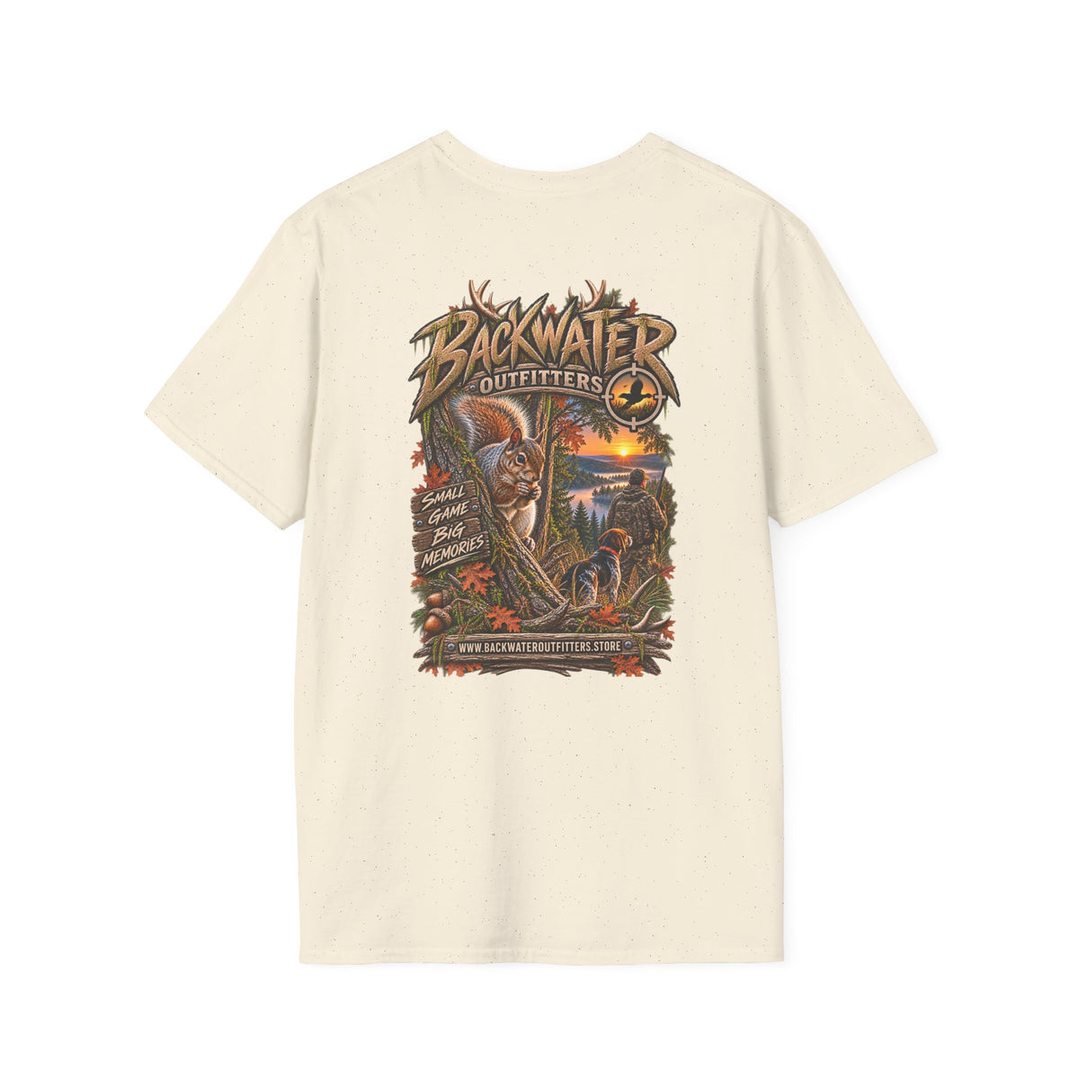 Backwater Outfitters Fishing T-Shirt — Outdoor Sunset Graphic Tee Printify