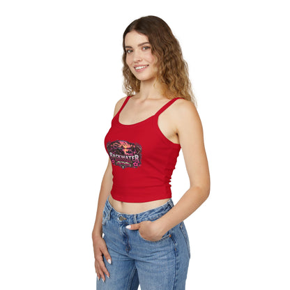 Backwater Outfitters Women's Crop Tank Top – Retro Sunset Fishing Graphic