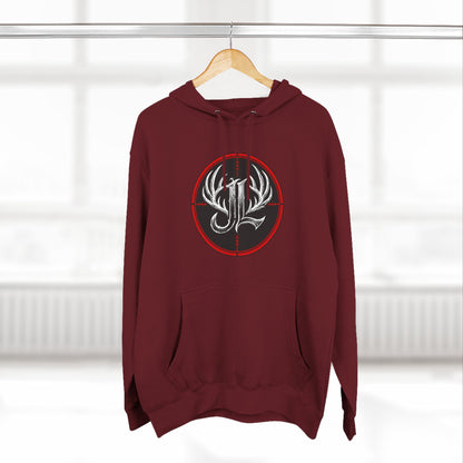James Luker Hunting Logo Hoodie — Backwater Outfitters Antler Crest Fleece Hoodie Printify