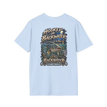 Hooked on Backwater Fishing T-Shirt — Bass Angler Graphic Tee Printify