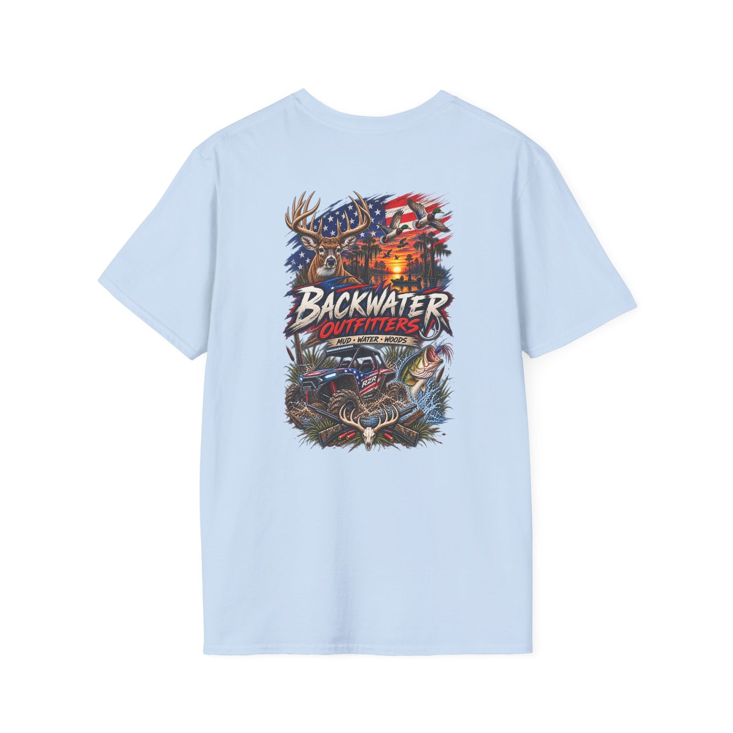 Backwater Outfitters Fishing T-Shirt – American Flag Fish Logo