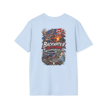 Backwater Outfitters Fishing T-Shirt – American Flag Fish Logo