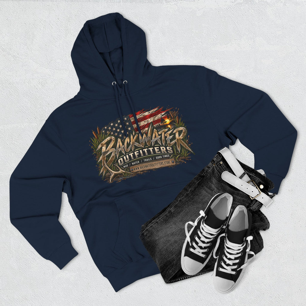 Backwater Outfitters Off-Road Hoodie — American Flag & UTV Graphic Printify