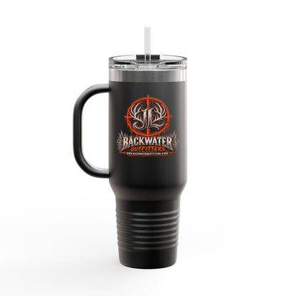 James Luker Backwater Hunting Logo 40oz Insulated Travel Mug Printify