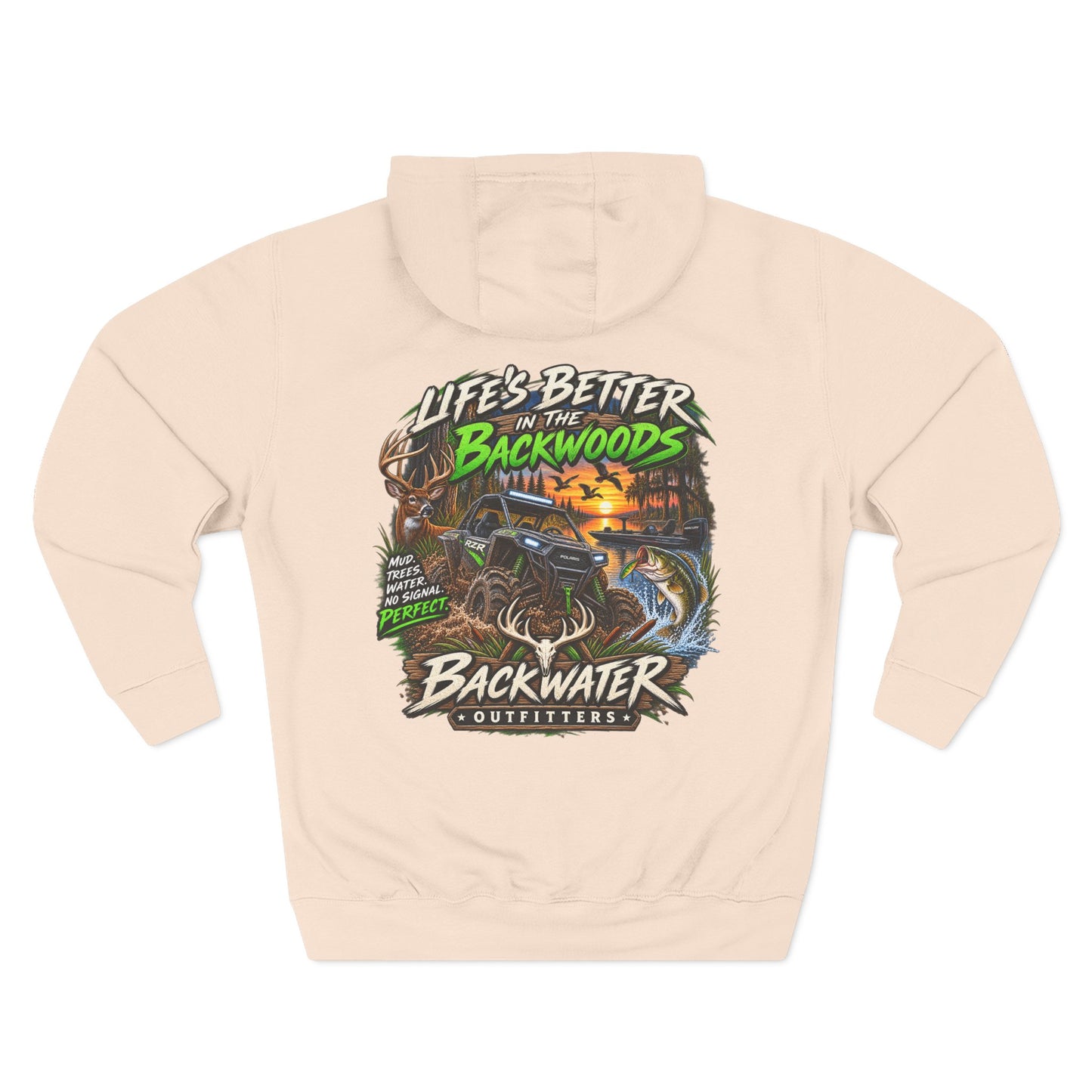 Backwater Outfitters Off-Road Hoodie – "Life's Better in the Backwoods" Graphic