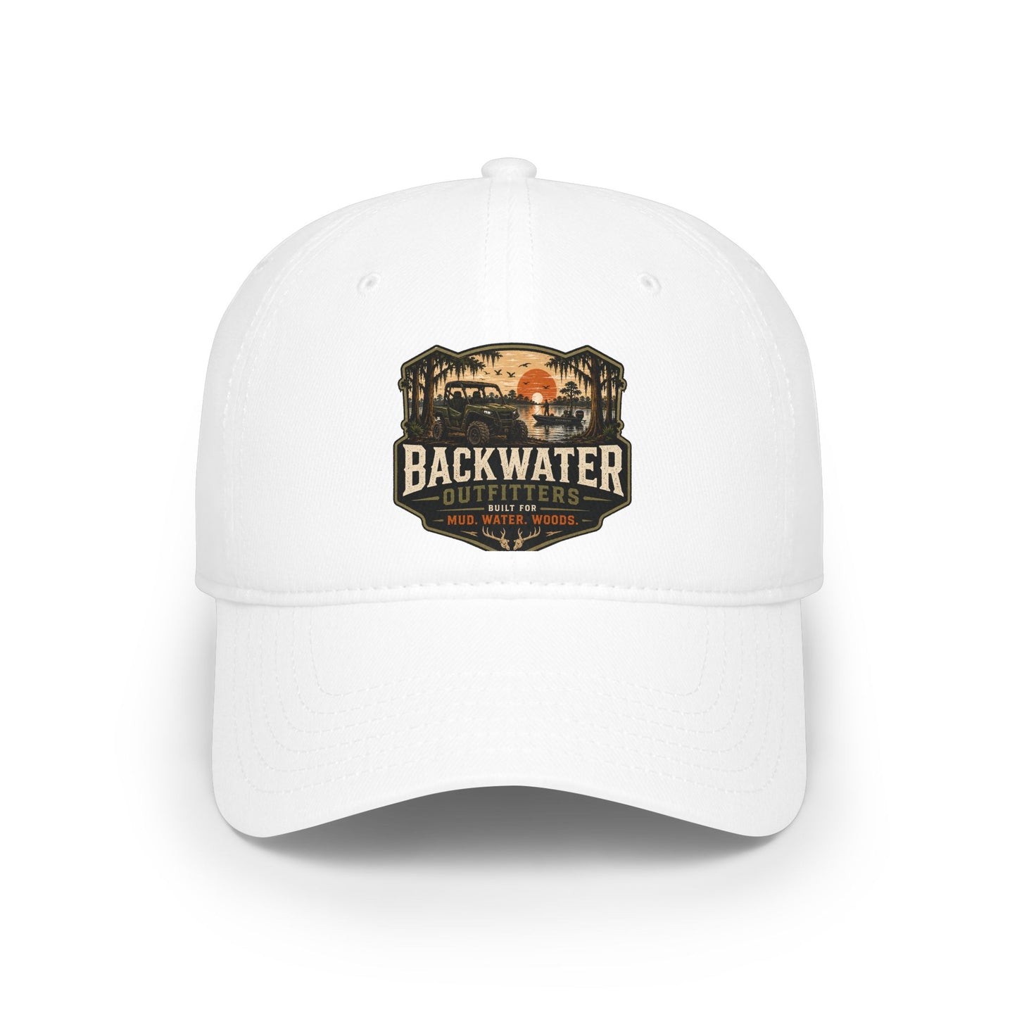 Backwater Outfitters Low Profile Baseball Cap — Vintage Marsh Sunset Logo