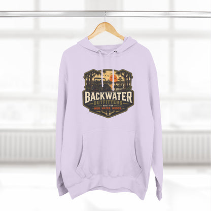 Backwater Outfitters Fishing Hoodie — “My Retirement Plan Has a Trolling Motor” Graphic