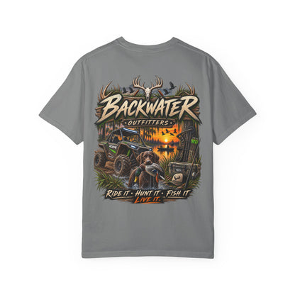 Backwater Outfitters Graphic T-Shirt — Ride It • Hunt It • Fish It