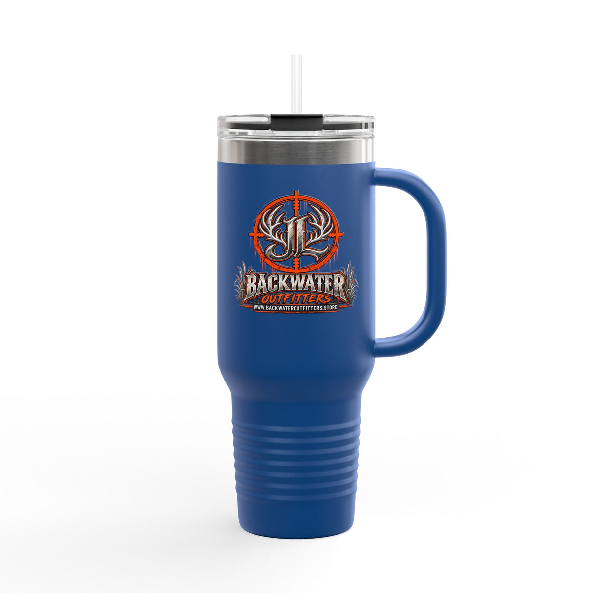 James Luker Backwater Hunting Logo 40oz Insulated Travel Mug Printify