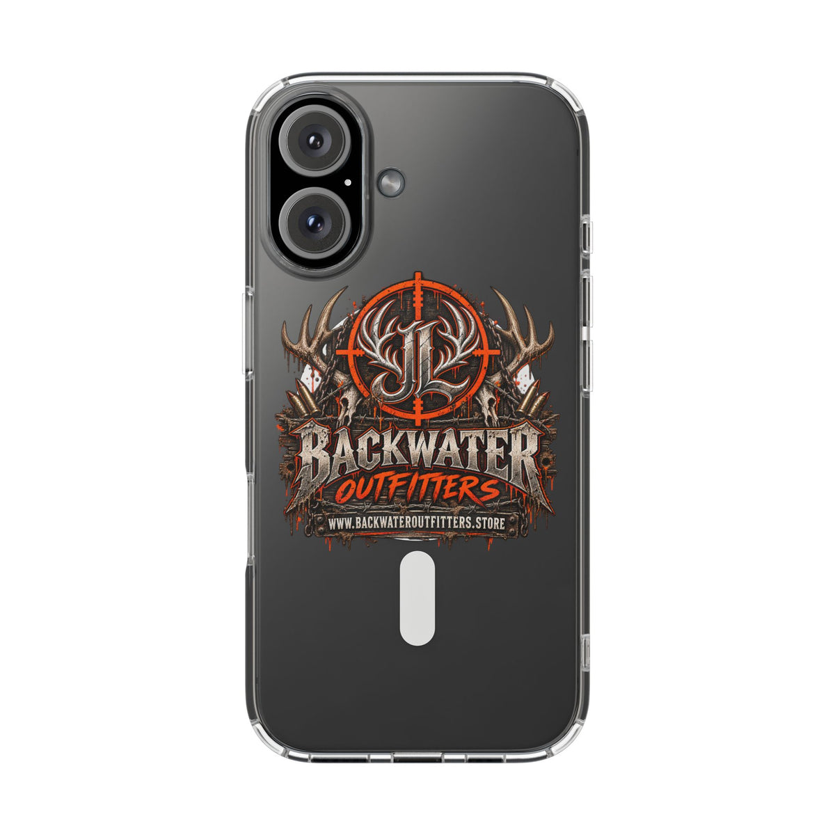 James Luker Clear Magnetic Phone Case — Backwater Outfitters Hunting Logo, Impact-Resistant Printify