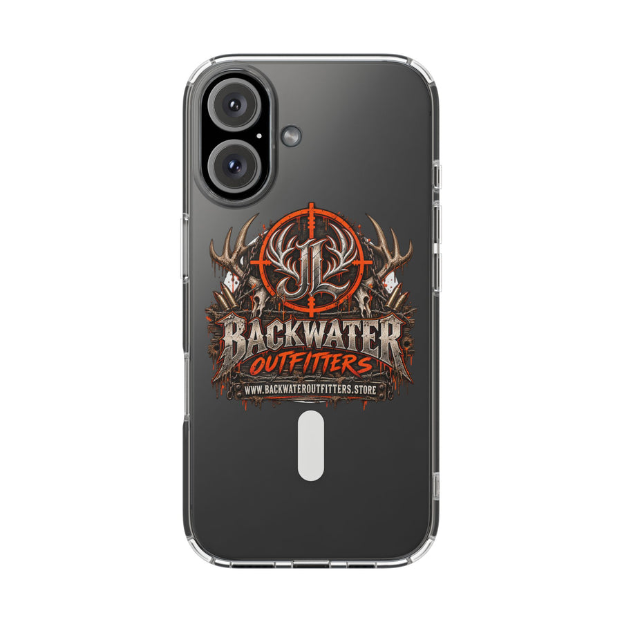 James Luker Clear Magnetic Phone Case — Backwater Outfitters Hunting Logo, Impact-Resistant Printify