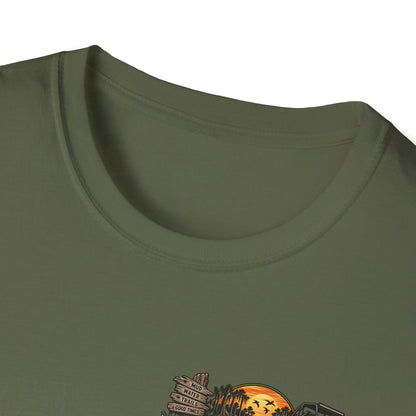Simply Backwater Outfitters Fishing Tee – Sunset Swamp Outdoor Shirt Printify