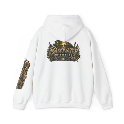 Simply Backwater Outfitters Hoodie — Outdoor Fishing Sunset Graphic Pullover Printify