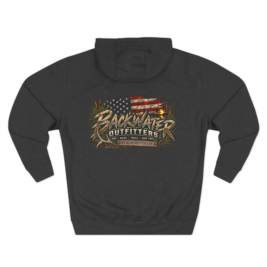 Simply Backwater Outfitters Hoodie – American Flag Fishing & Outdoors Graphic Printify