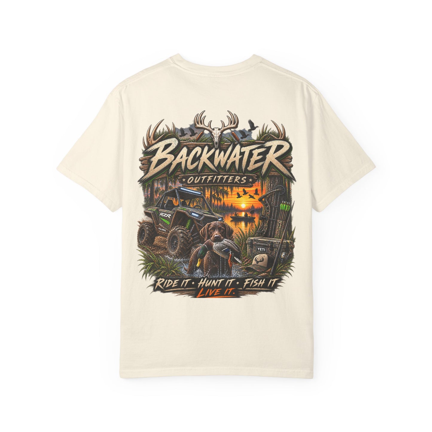 Backwater Outfitters Graphic T-Shirt — Ride It • Hunt It • Fish It