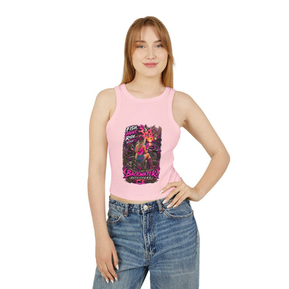 Backwater Outfitters Fish Hunt Ride Tank — Women's Graphic Racer Crop Top