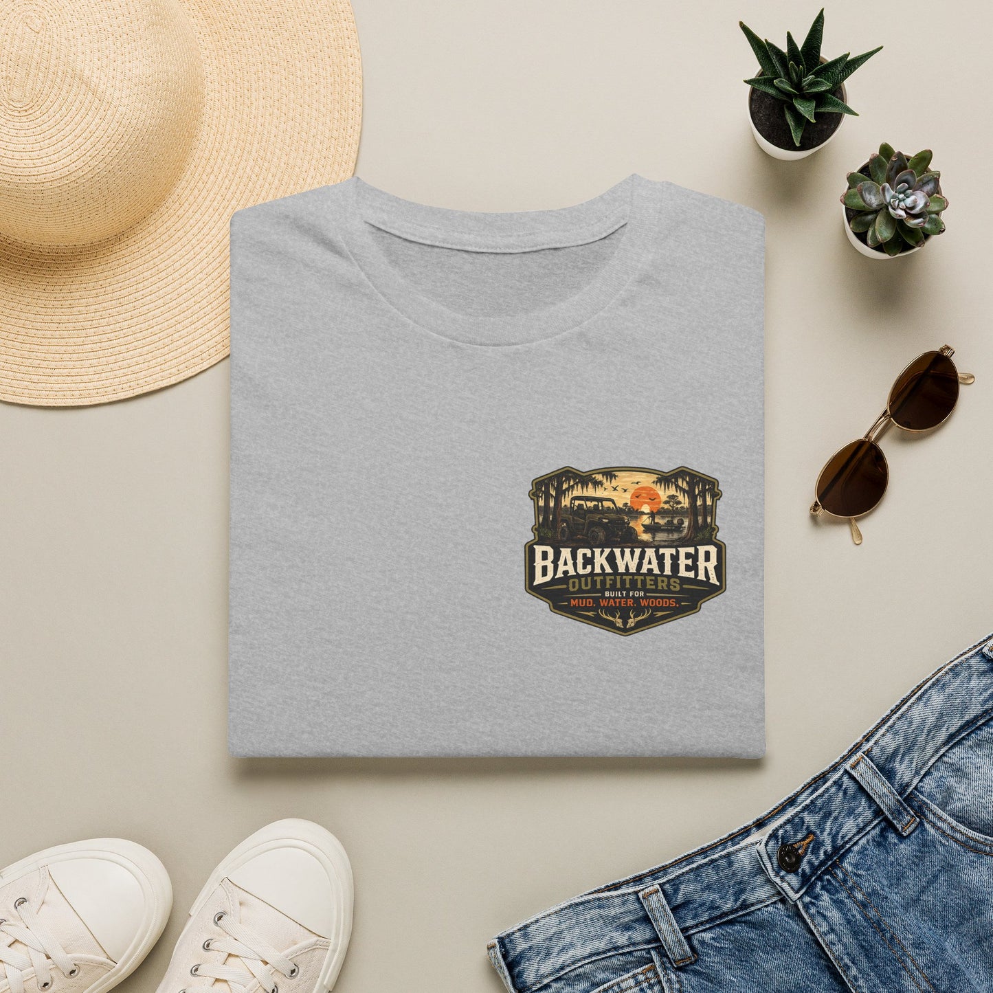 Backwater Outfitters Retro Sunset Logo T-Shirt