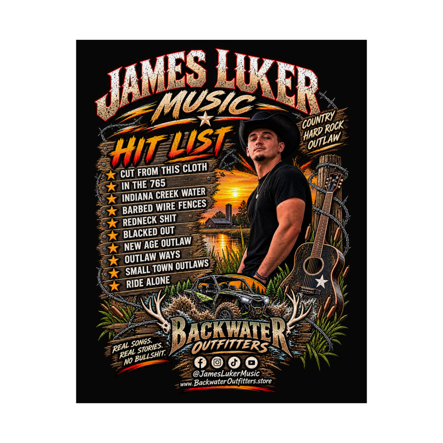 James Luker Music Hit List Poster — Country Rock Outlaw Matte Vertical Poster Printify