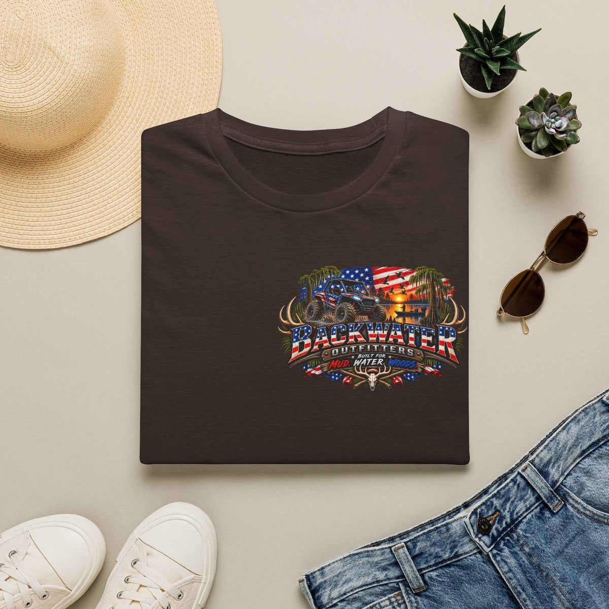 Patriotic Trailblazer T-Shirt — American Flag Motorcycle Graphic