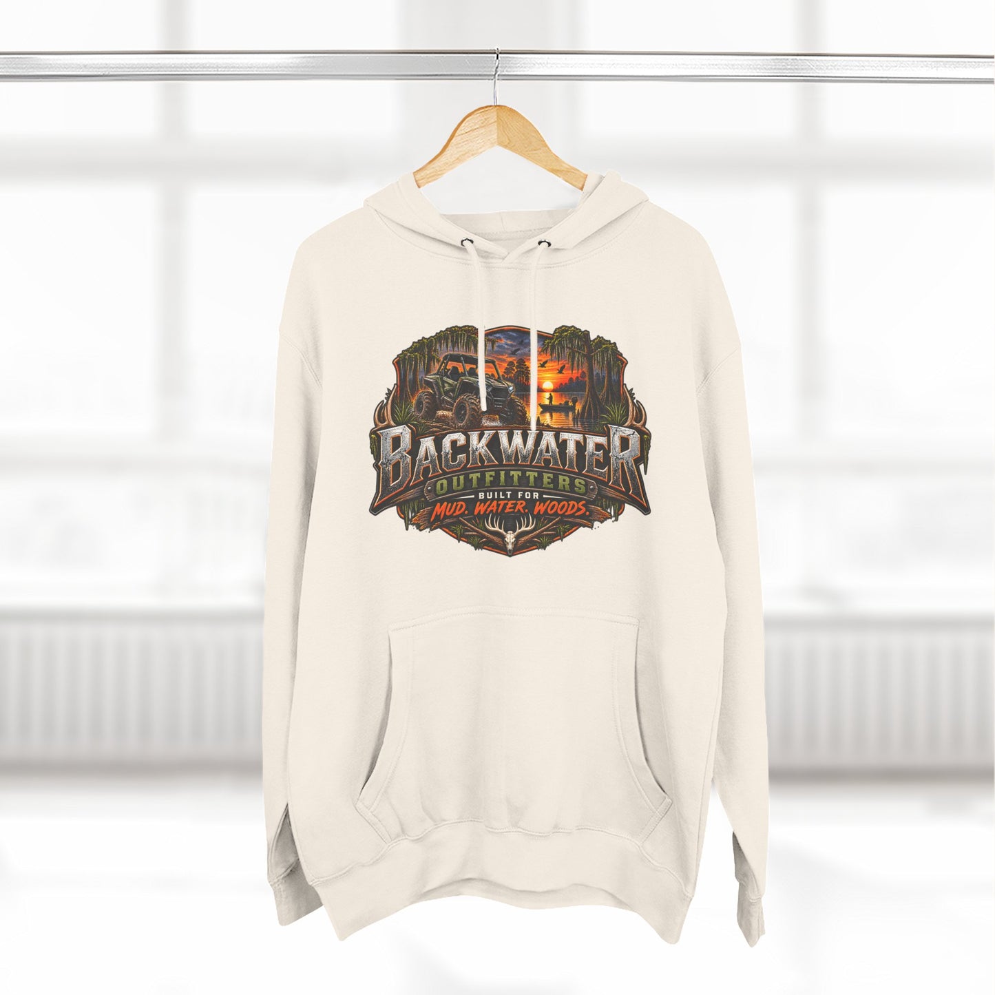 Backwater Outfitters Hoodie — 'Ride It • Hunt It • Fish It' Outdoor Pullover
