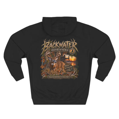 Backwater Outfitters Deer Sunset Hoodie — Hunting Outdoor Graphic Hoodie Printify