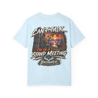 Stand Meeting Hunting T-Shirt — "Can't Talk... I'm In A Stand Meeting" Backwater Outdoors Tee