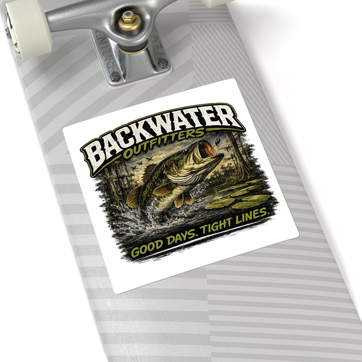 Backwater Outfitters Bass Sticker – “Good Days, Tight Lines” Square Fishing Decal