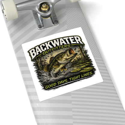 Backwater Outfitters Bass Sticker – “Good Days, Tight Lines” Square Fishing Decal