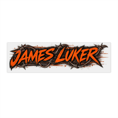 James Luker Custom Name Bumper Sticker — “James Luker” Grunge Barbed Wire Design Printify